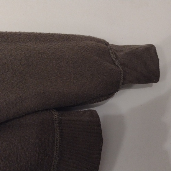 Fuzzy Fleece Lined Funnel Neck Yoga Sweater Size Small Oversized Dark Green WARM - Picture 15 of 15